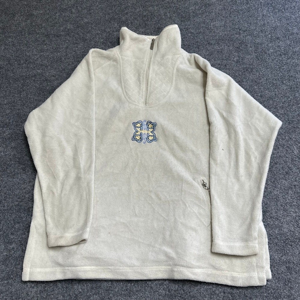Equorian Heritage Fleece Pullover Womens Size M Ivory Quarter Zip Celtic Knot